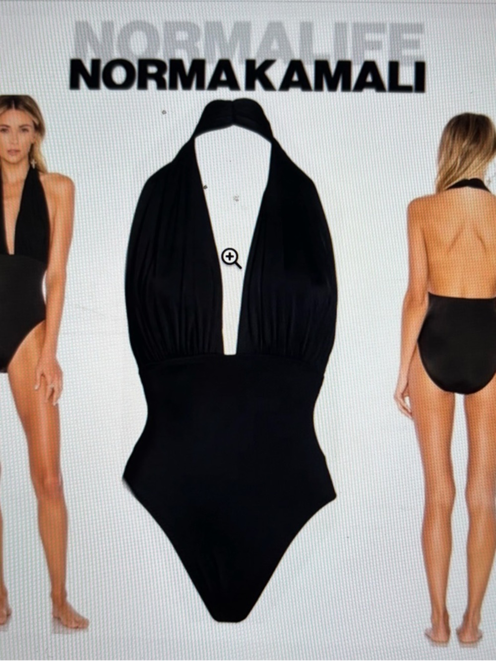 Norma Kamali Black Halter One-Piece Swimwear